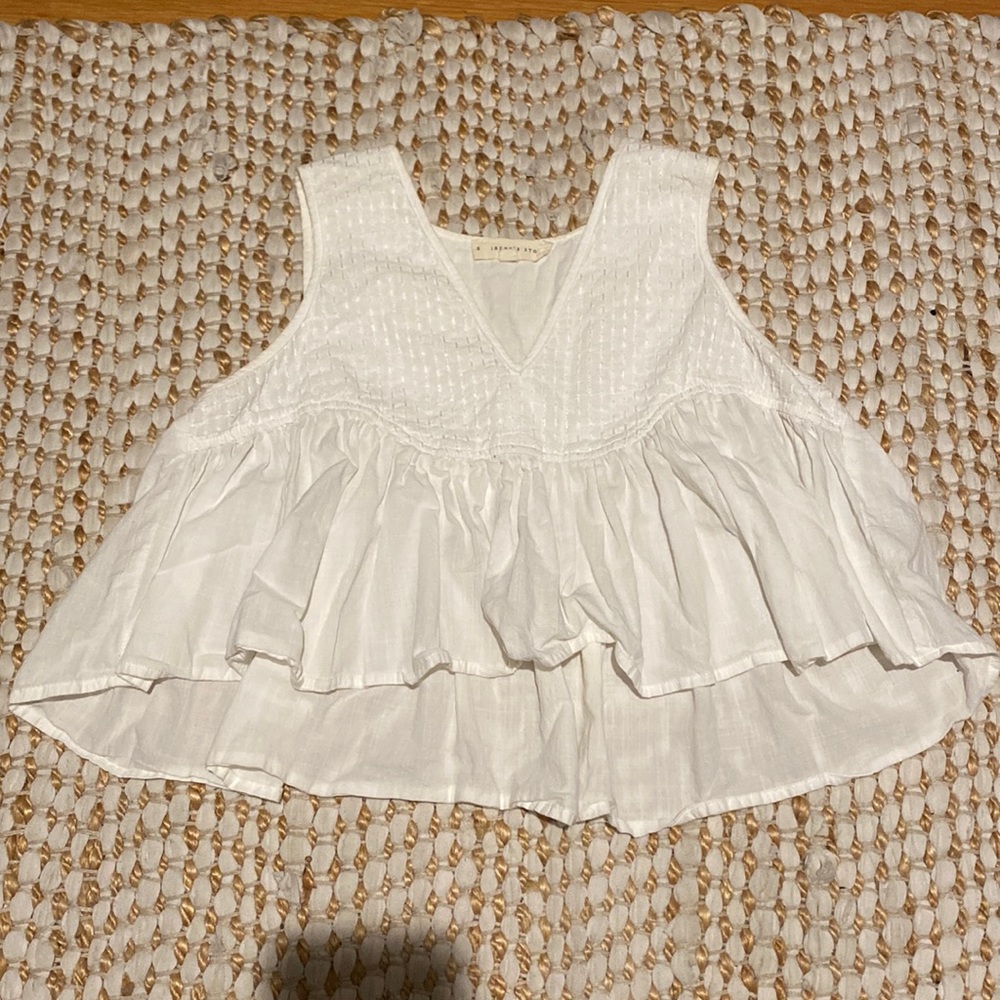 White frill crop tank